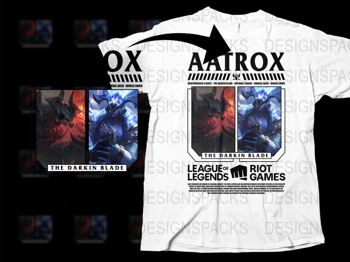 League of Legends Aatrox T-Shirt, Gamer Clothing, The Darkin Blade Graphic Tee, Gaming Merchandise, Riot Games Apparel