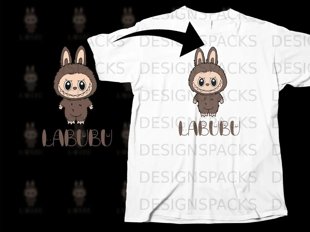 Cute Labubu Character with Bunny Ears Graphic Shirt