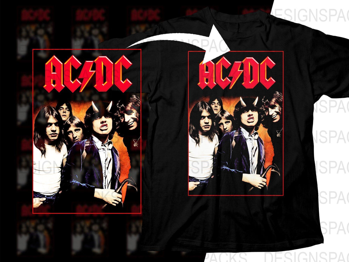 Electrifying AC/DC Graphic Rock Band Png Halftone Digital Download