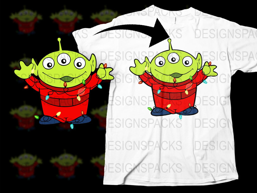 Alien Toy Cartoon Graphic T-Shirt, Cute Extraterrestrial Character Tee, Unisex White Casual Shirt for All Ages