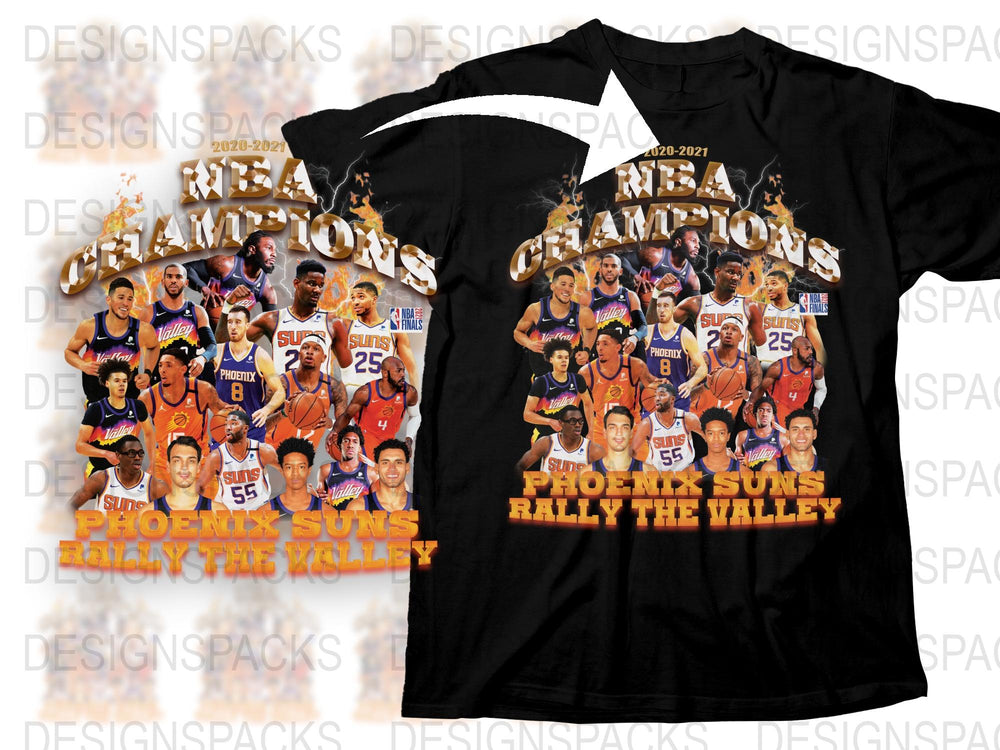 Phoenix Suns 2020-2021 Champions T-Shirt, Rally the Valley Basketball Fan Apparel, Collectible Sports Memorabilia Tee