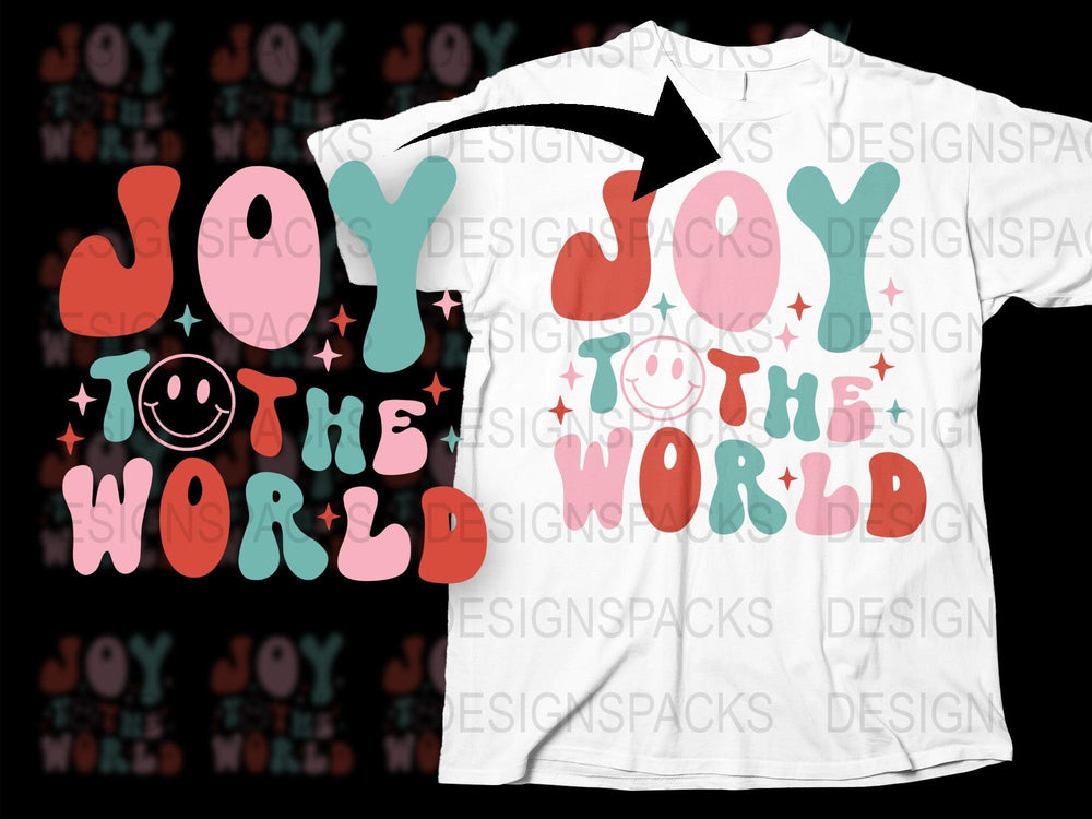 Joy to the World Holiday T-Shirt, Colorful Christmas Tee, Festive Graphic Shirt for Family