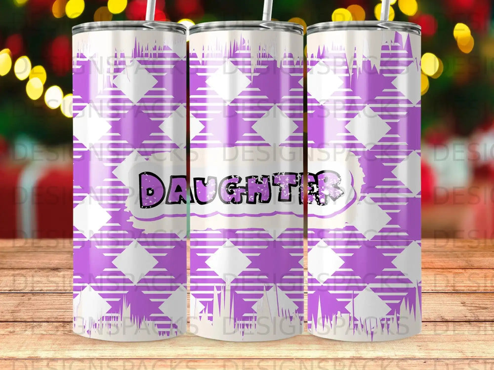 Daughter Purple White Checkered Pattern Tumbler product type