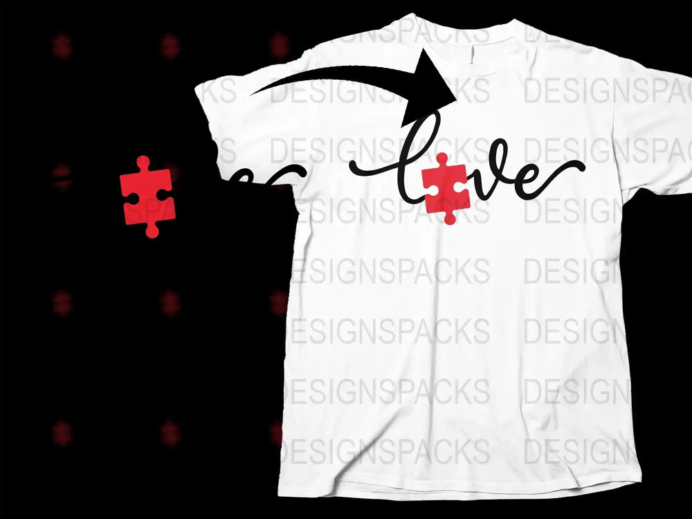 Autism Awareness Puzzle Piece Love T-Shirt, Supportive Graphic Tee, Unisex Clothing