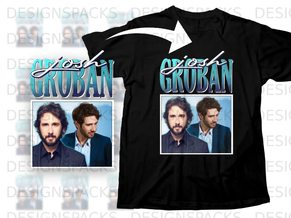 Black t-shirt with "Josh Groban" logo and portrait.
