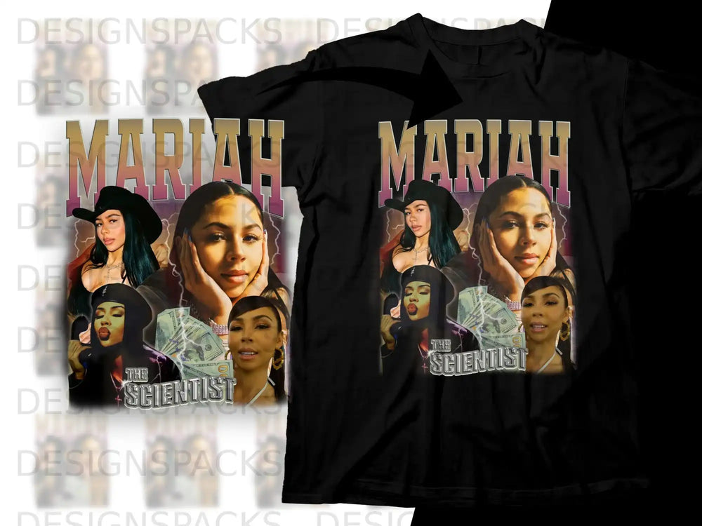 Mariah the Scientist album art graphic tee with collage of artist photos.