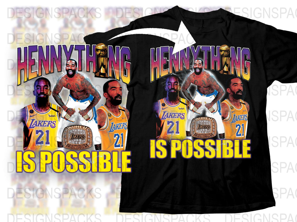 Lakers Basketball T-Shirt Hennything is Possible Funny Sports Fan Gift Black Tee