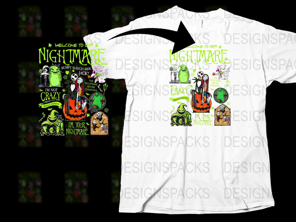 Nightmare Themed T-Shirt, Funny Horror Cartoon Characters, Unisex Graphic Tee, Unique Halloween Apparel