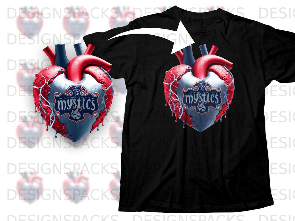 Washington Mystics Heart Graphic T-Shirt