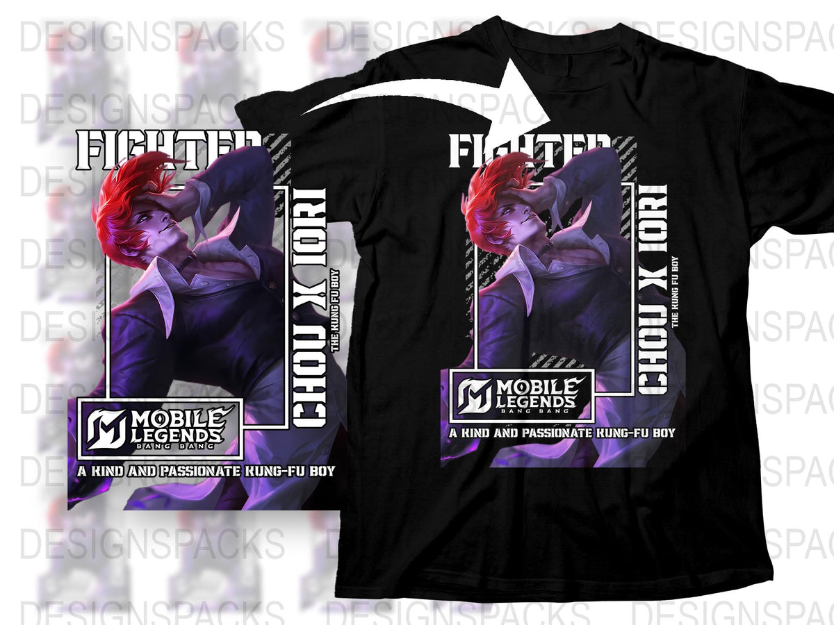 Mobile Legends Chou Fighter T-Shirt, Anime Inspired Gaming Apparel, Unique Graphic Tee, Passionate Hunk-Fu Boy Design