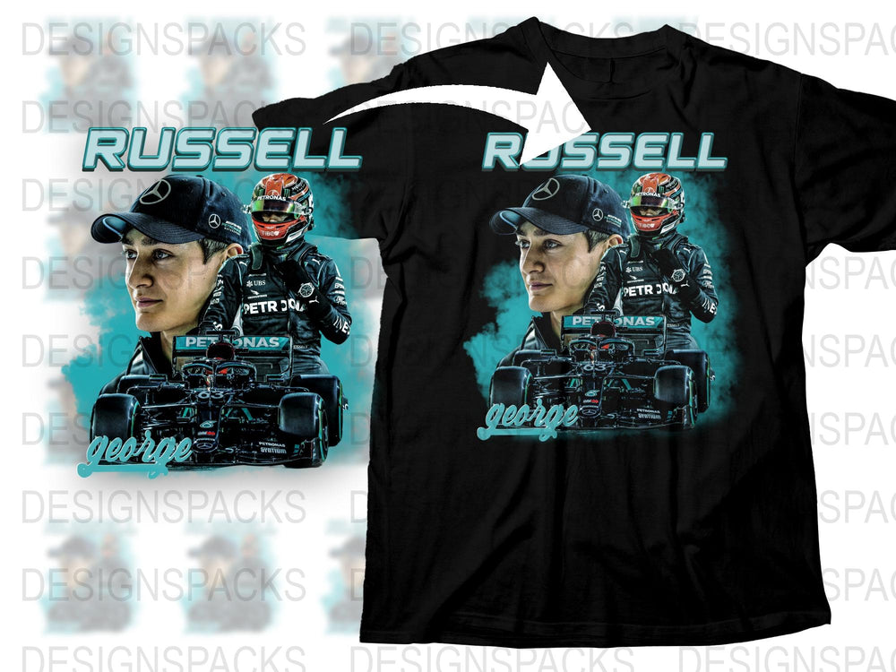 George Russell F1 Racing T-Shirt, PETRONAS Graphic Tee, Motorsport Fan Merch, Unisex Sports Apparel