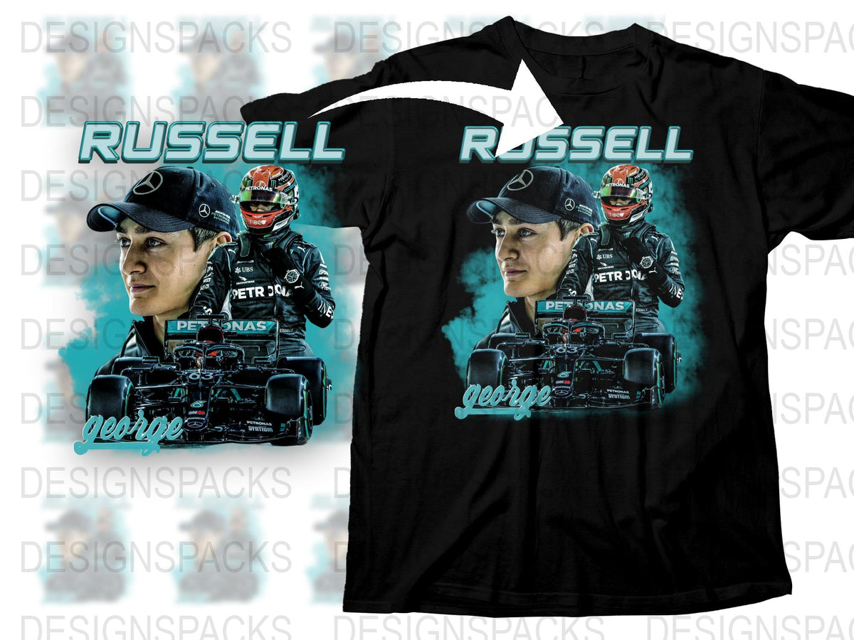 George Russell F1 Racing T-Shirt, PETRONAS Graphic Tee, Motorsport Fan Merch, Unisex Sports Apparel
