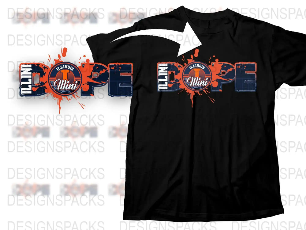 Illinois Fighting Illini T-Shirt, College Sports Fan Gear, Black Tee, Graphic Print Shirt