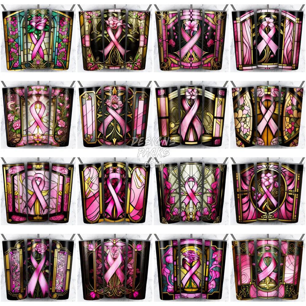 41 Breast Cancer Stained Glass Tumbler Wrap Bundle Jpg