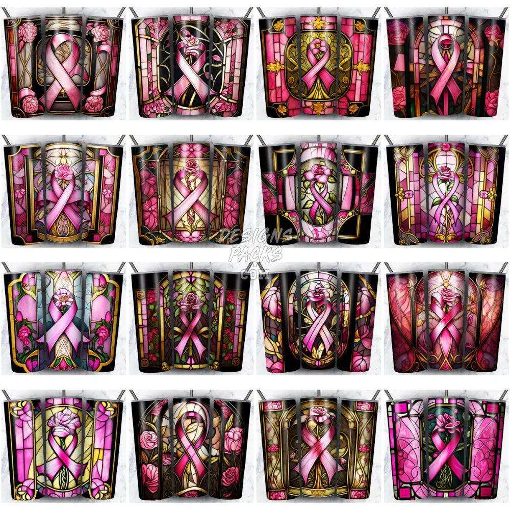 41 Breast Cancer Stained Glass Tumbler Wrap Bundle Jpg