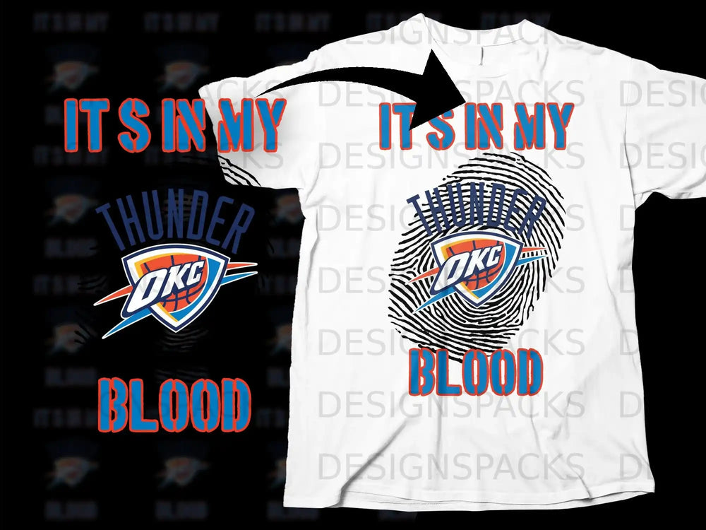 It's In My Blood Thunder OKC Fingerprint T-shirt