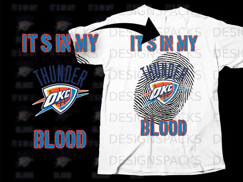 It's In My Blood Thunder OKC Fingerprint T-shirt