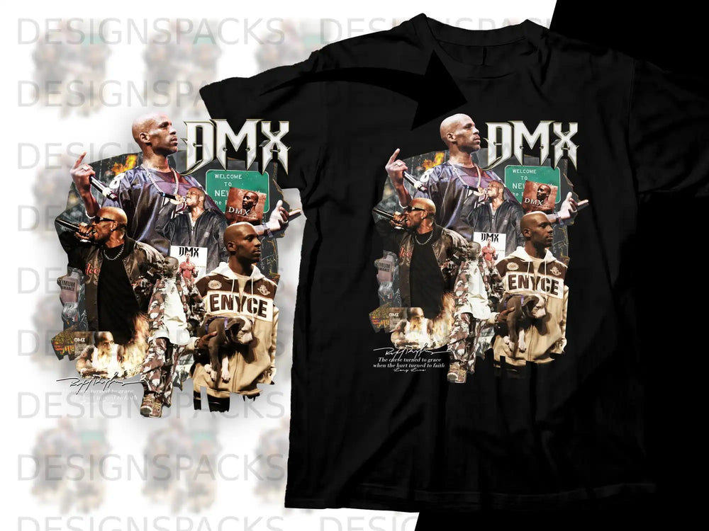 DMX collage t-shirt with "Welcome to New York" and "Long Live DMX" text.