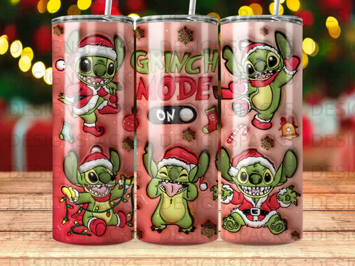 Stitch in a Santa hat and Grinch costume, 