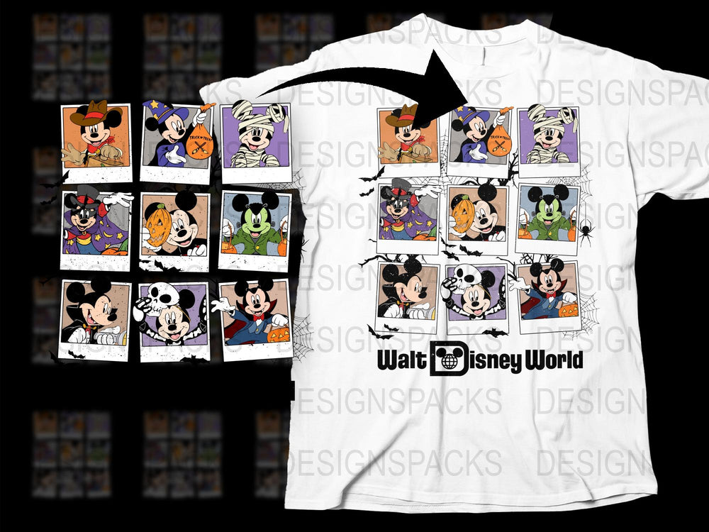 Disney Character Collage T-Shirt, Mickey and Friends, Cartoon Graphic Tee, Unisex Adult Clothing