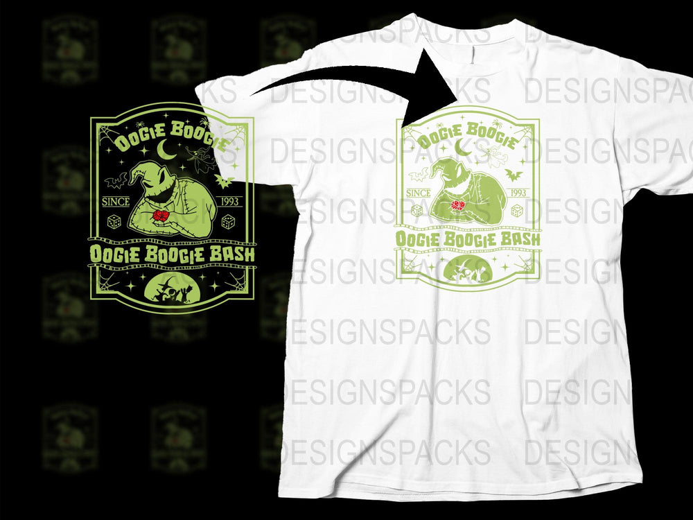 Oogie Boogie Bash Graphic T-Shirt, Nightmare Before Christmas Inspired Tee, Unisex Halloween Shirt Design, Unique Spooky Apparel