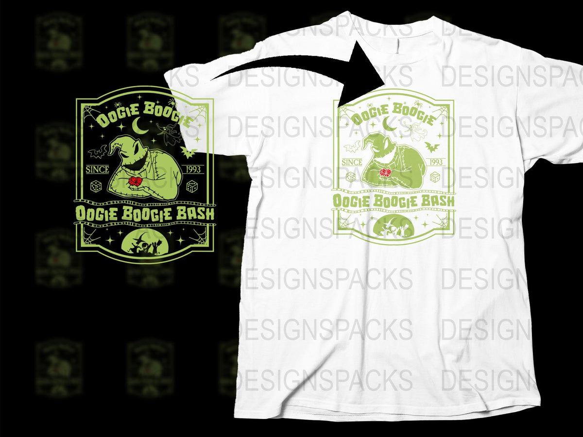 Oogie Boogie Bash Graphic T-Shirt, Nightmare Before Christmas Inspired Tee, Unisex Halloween Shirt Design, Unique Spooky Apparel