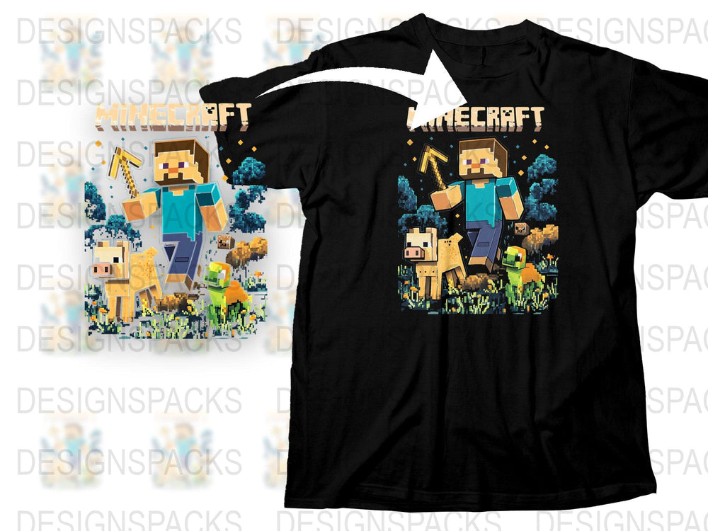 Minecraft Themed T-Shirt, Graphic Tee for Kids, Video Game Shirt, Block Adventure Design, Fun Gift for Gamers