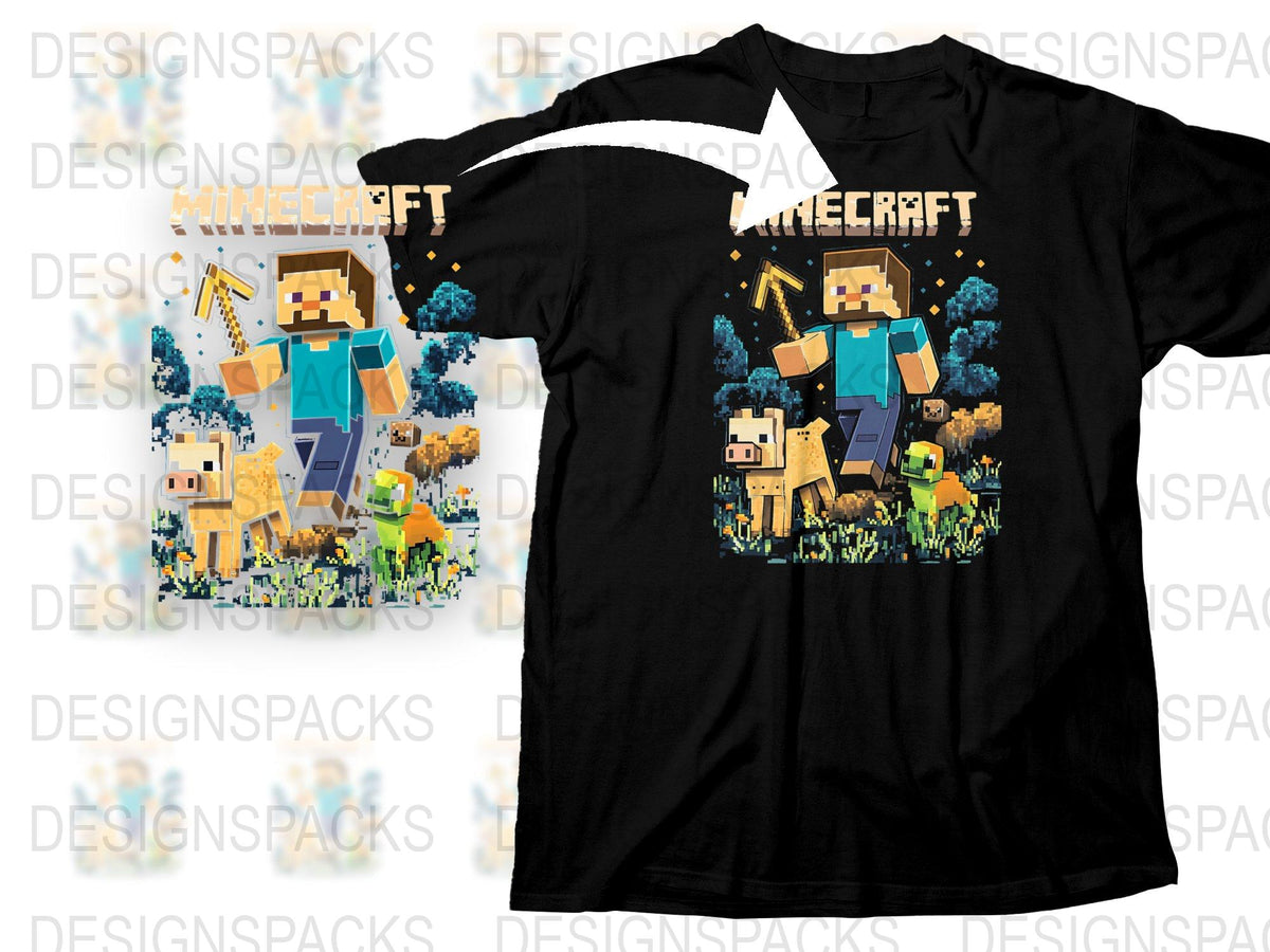 Minecraft Themed T-Shirt, Graphic Tee for Kids, Video Game Shirt, Block Adventure Design, Fun Gift for Gamers