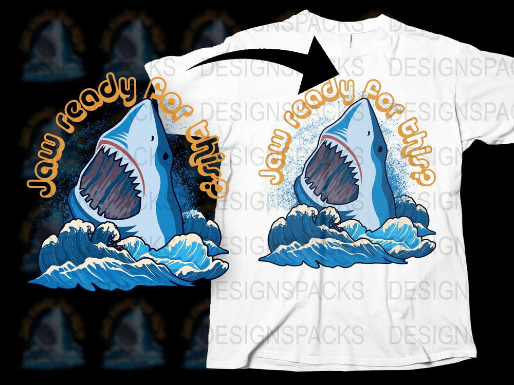 Jaw Ready for This? Funny Shark Graphic T-Shirt, Unisex Ocean Themed Tee, Casual Summer Beachwear, Cool Shark Design Top