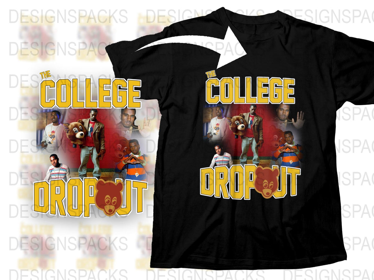 College Dropout Graphic T-Shirt, Vintage Inspired Hip Hop Tee, Urban Streetwear, Fashionable Unisex Cotton Shirt
