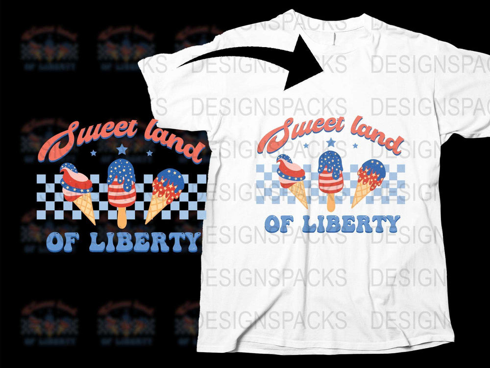 Sweet Land of Liberty T-Shirt, Patriotic Popsicle Design, Fourth of July Apparel, USA Flag Colors Tee