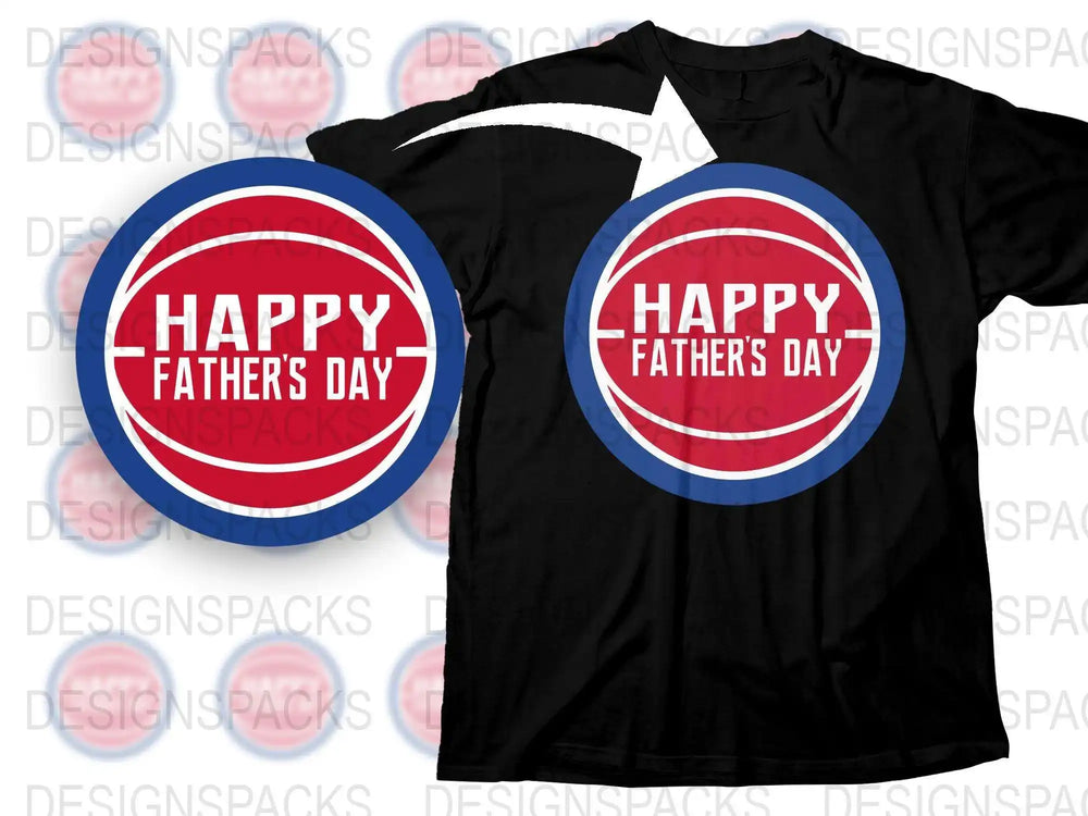 Happy Father's Day T-Shirt, Classic Round Logo, Red Blue Design, Gifts for Dad, Men's Fashion Shirt