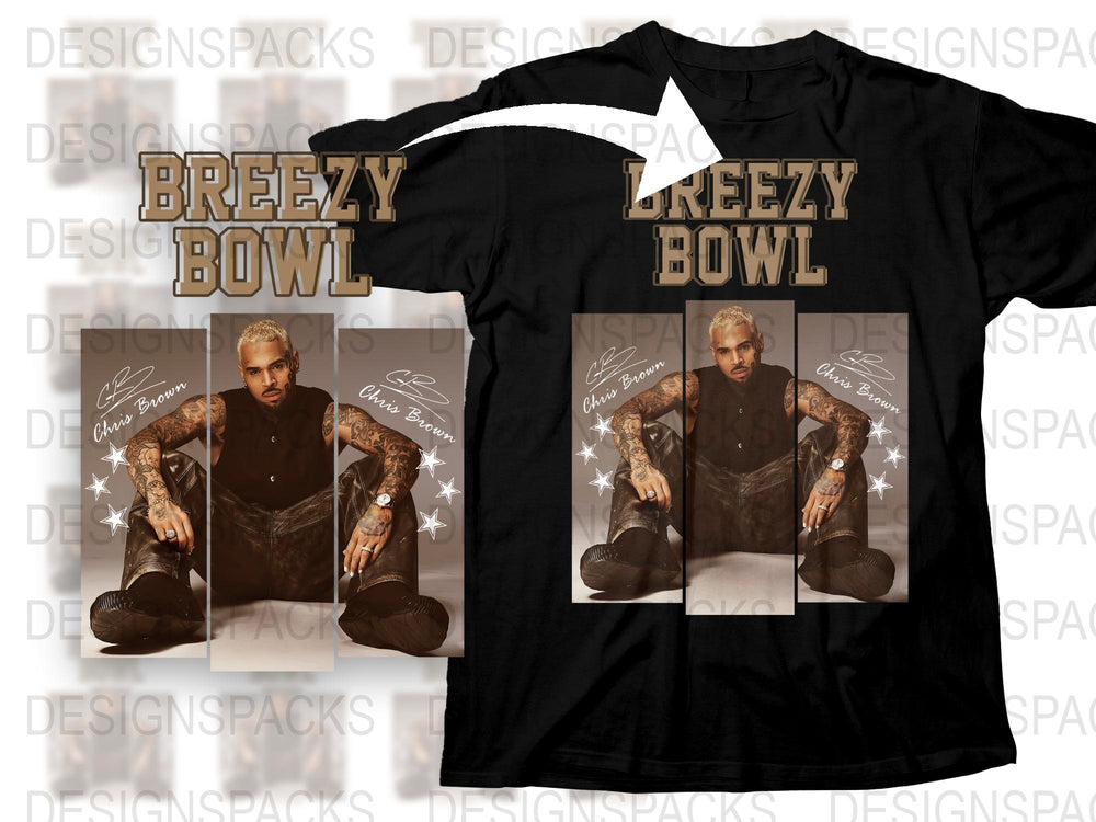 Breezy Bowl Black T-Shirt with Celebrity Graphic, Unisex Adult Casual Wear, Stylish Fashion Tee