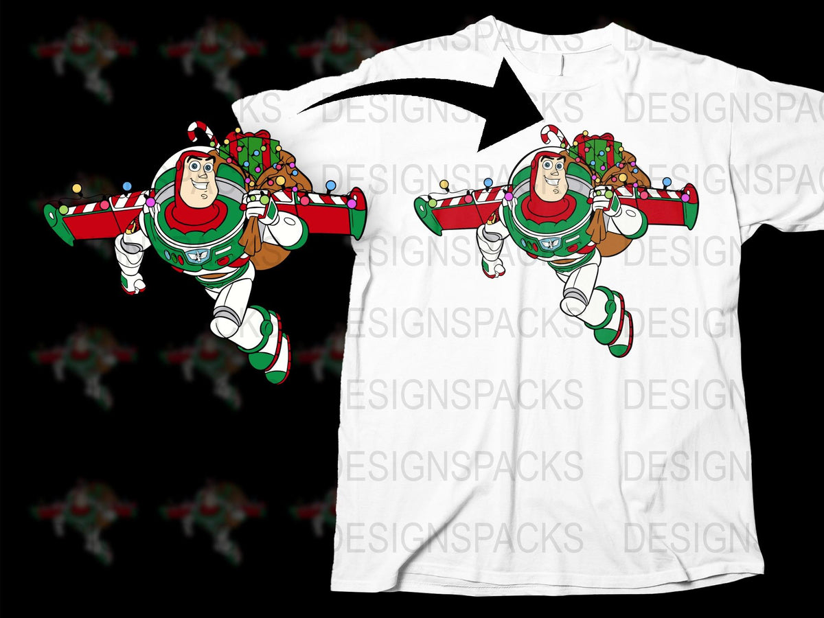 Funny Christmas T-Shirt, Buzz Lightyear Toy Story Holiday Tee, Festive Graphic Shirt for Adults and Kids