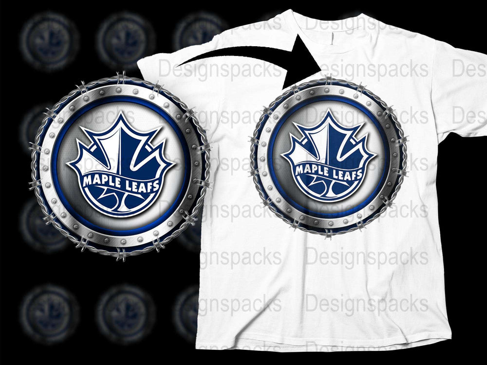 Toronto Maple Leafs Inspired T-Shirt, Blue and White Hockey Emblem Graphic Tee, Sports Fan Apparel