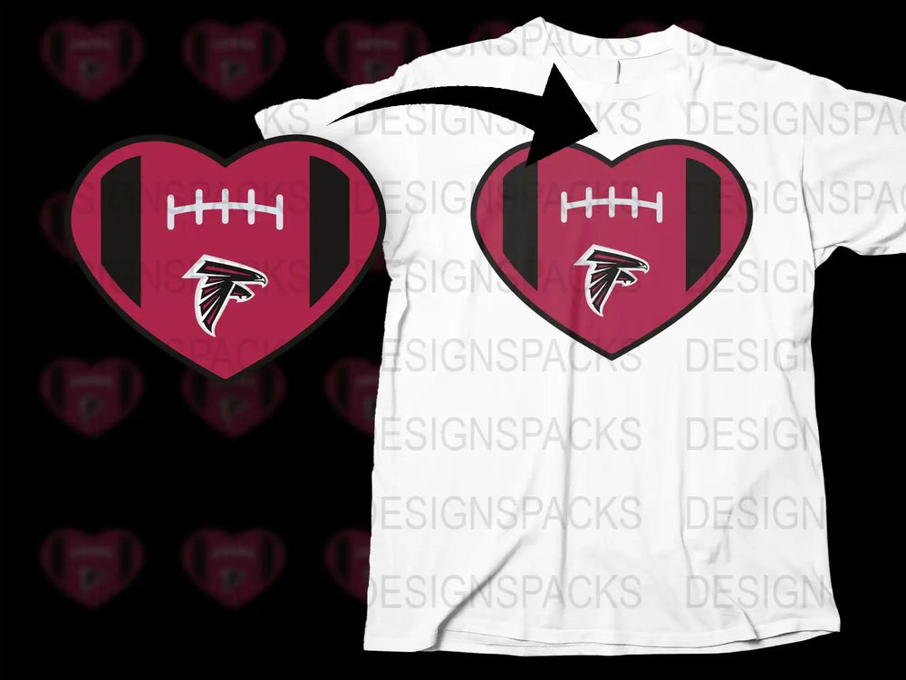 Atlanta Falcons Heart Logo T-Shirt, Football Fan Apparel, Sports Team Graphic Tee, Unisex White Shirt