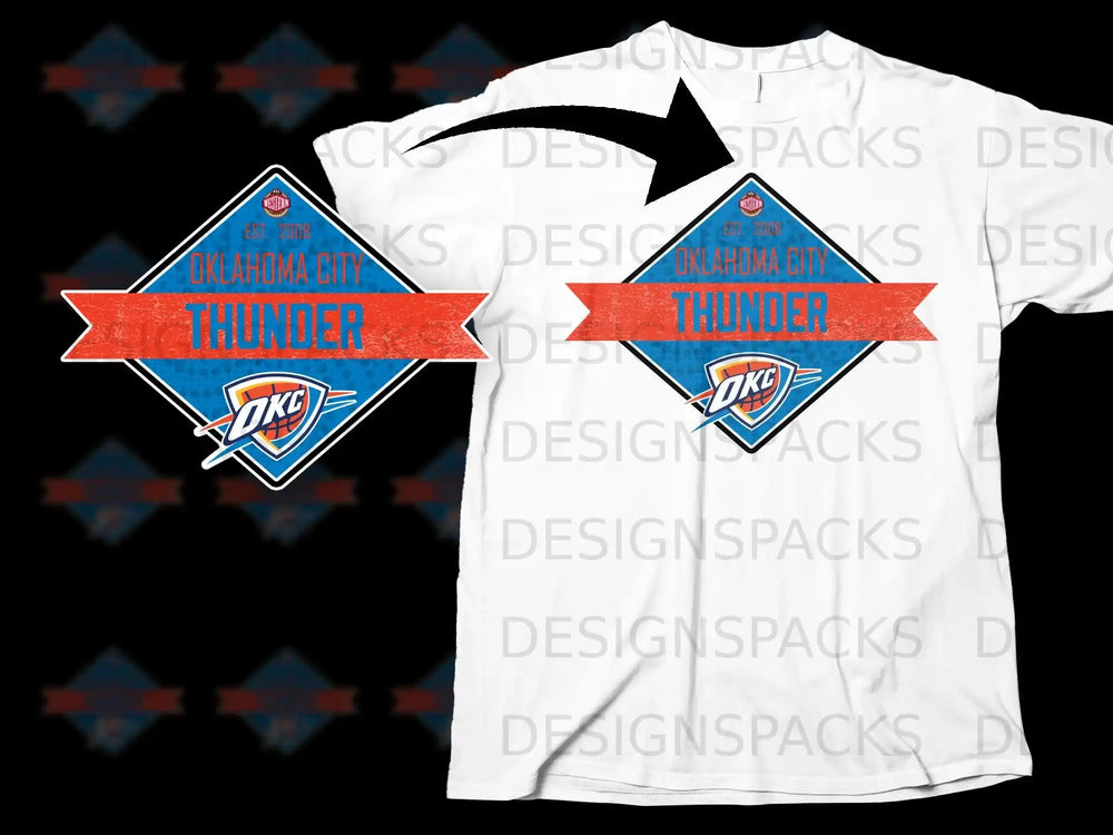 Oklahoma City Thunder Retro Design Team Logo T-shirt