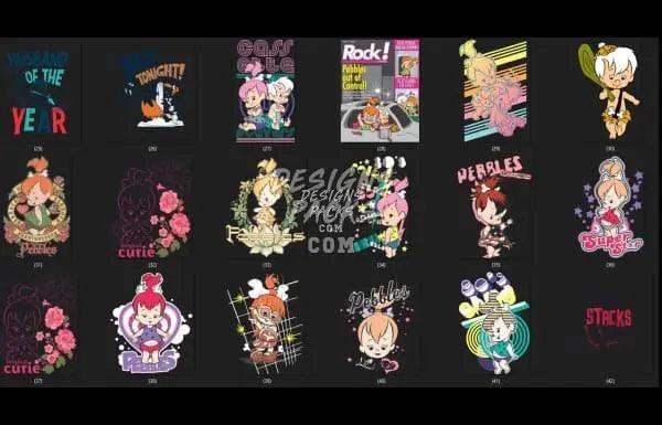 Cute cartoon t-shirt designs, embroidery & DTF bundles, print-ready PNG SVG PES, instant download