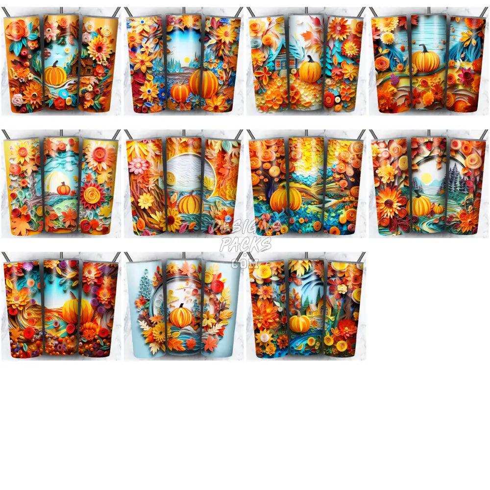 42 Autumn Paper Art Tumbler Wrap Bundle Jpg