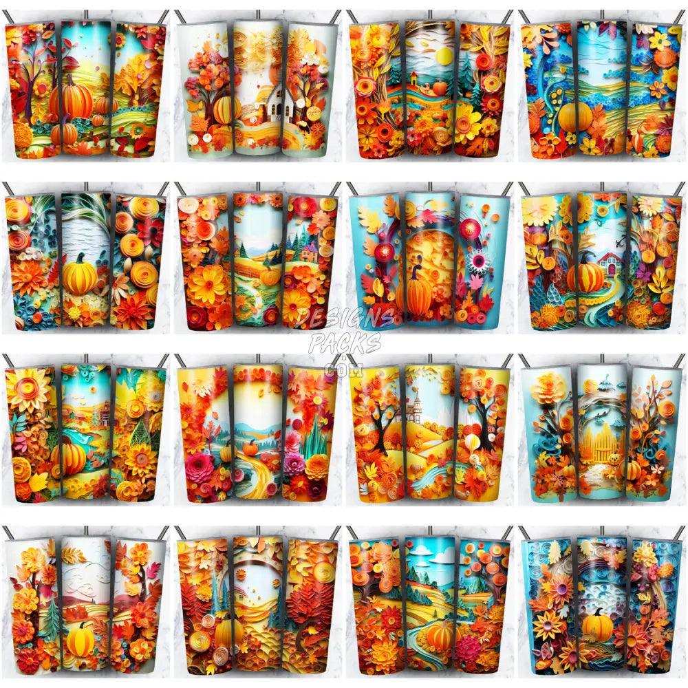 42 Autumn Paper Art Tumbler Wrap Bundle Jpg