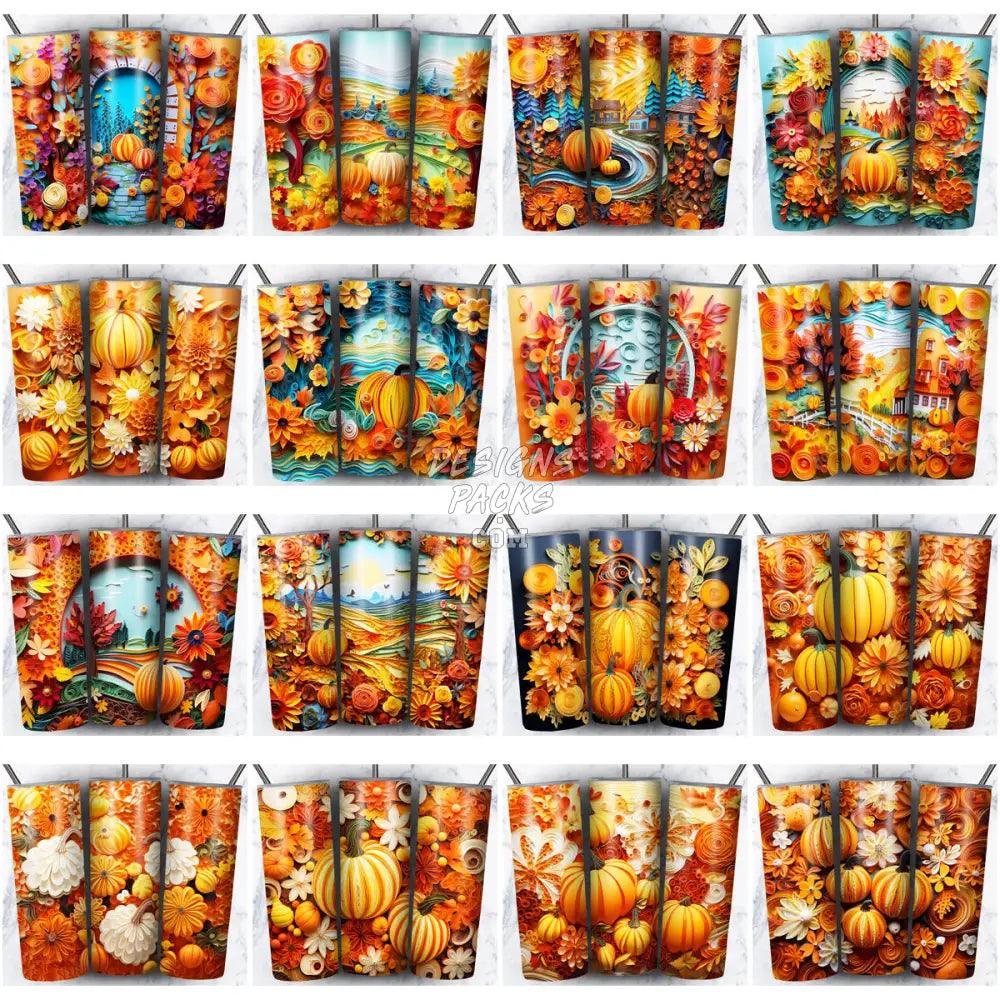 42 Autumn Paper Art Tumbler Wrap Bundle Jpg