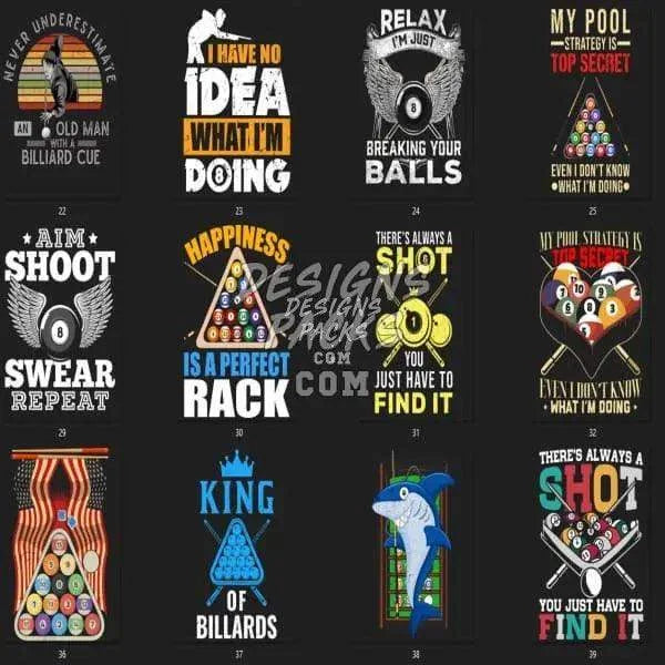 42 Billiard 8 Pool Niche Designs Bundle PNG