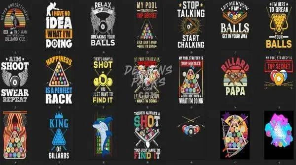 42 Billiard 8 Pool Niche Designs Bundle PNG