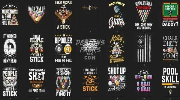 42 Billiard 8 Pool Niche Designs Bundle PNG