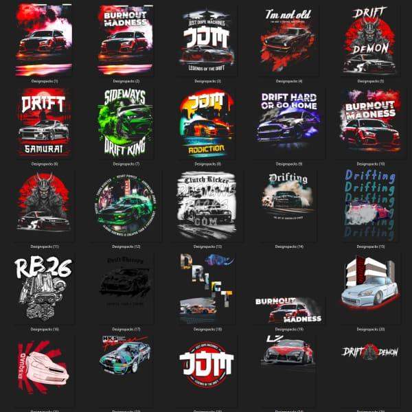 42 JDM Cars Designs Bundle PNG pack 5 DESIGNSPACKS