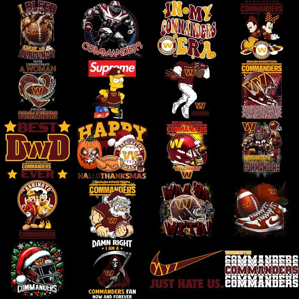 42 Washington Commanders V2 Football Designs Bundle PNG