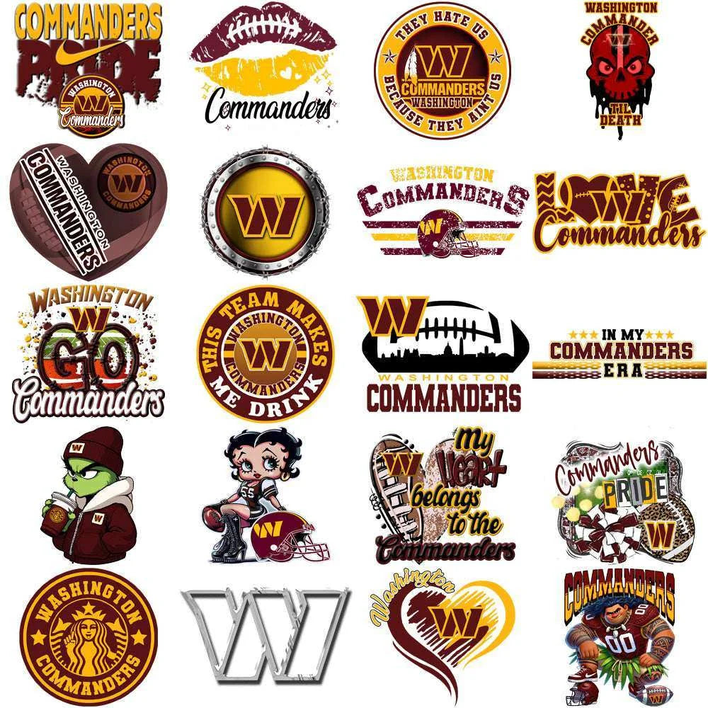 42 Washington Commanders V3 Football Designs Bundle PNG