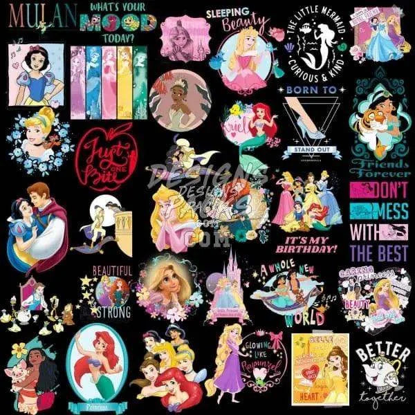 420 Cartoons Princess Designs Bundle PNG