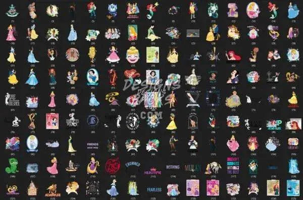 420 Cartoons Princess Designs Bundle PNG