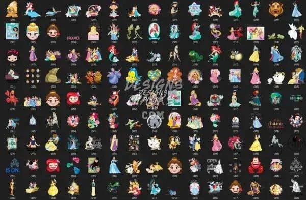 420 Cartoons Princess Designs Bundle PNG